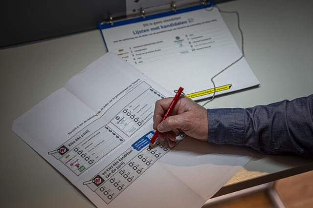 Het kleine stembiljet van de gemeente Tynaarlo. 