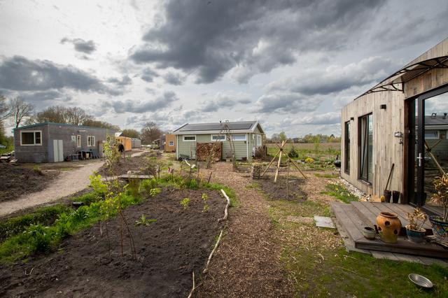 Zo langzamerhand krijgt het terrein rond de tiny houses vorm.