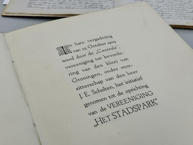 De Vereeniging Het Stadspark werd opgericht in 1909.