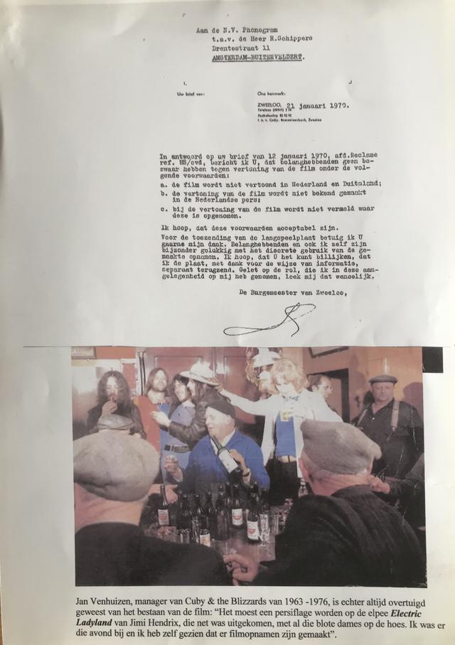 De brief van de burgemeester van Zweeloo over de beruchte film van Cuby and The Blizzards.