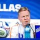 Bondscoach Ronald Koeman tijdens een persconferentie van het Nederlands elftal. 