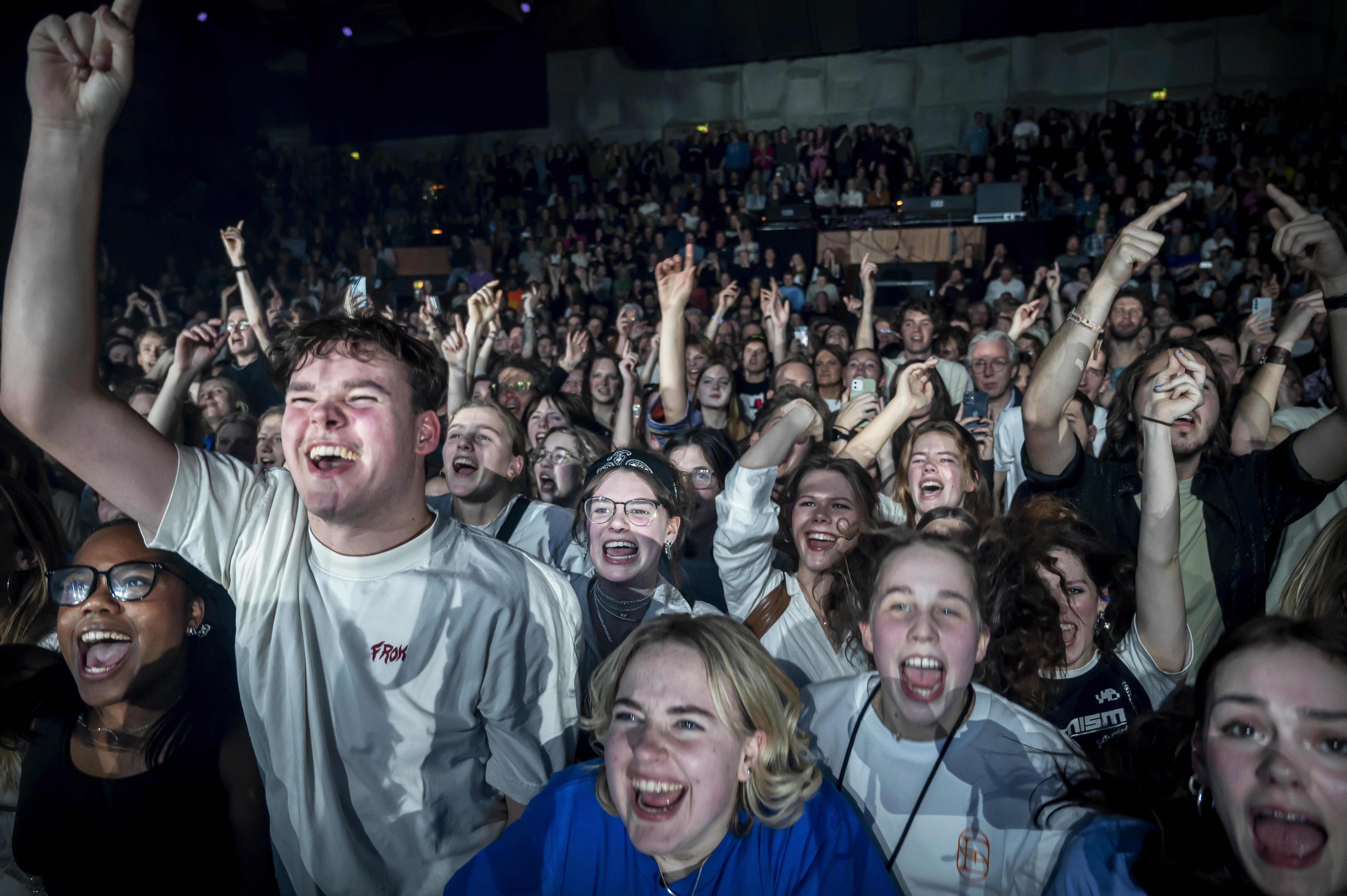 Uitzinnig publiek tijdens popfestival Noorderslag in de Oosterpoort in Groningen, vorig jaar.