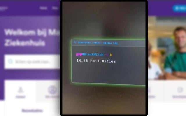 De boodschap die hackers op de site van het Martini Ziekenhuis en Arriva achterlieten.