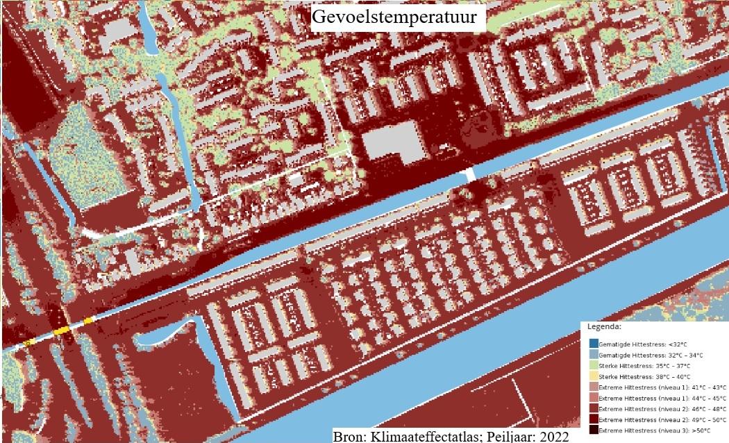 De wijk Ruischerwaard in Groningen-oost heeft weinig koeltevlekjes op de kaart. 