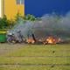 Tent van dakloze man verwoest door brand in Groningen.