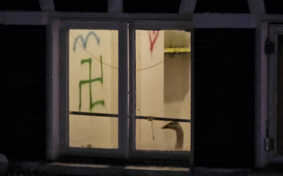 De foto die gemaakt werd van de gans in het studentenhuis.