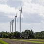 Windmolens van windpark N33 gezien vanuit Meeden. 