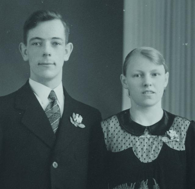 Roelof Koops, hier op de foto met zijn vrouw Elsje, werd door de Sicherheitspolizei vermoord.