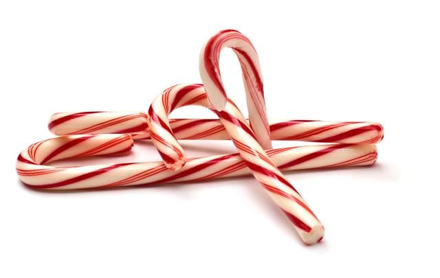 Candy canes, pepermuntwandelstokjes om op te sabbelen.