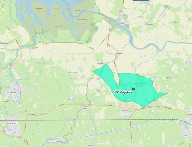 Ligging van de gasopslag Grijpskerk.
