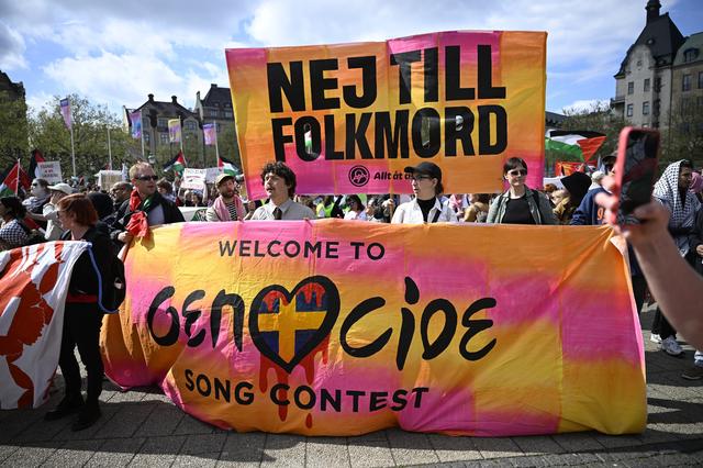 Straatprotesten in Malmö tegen de deelname van Israël aan het Eurovisie Songfestival. 