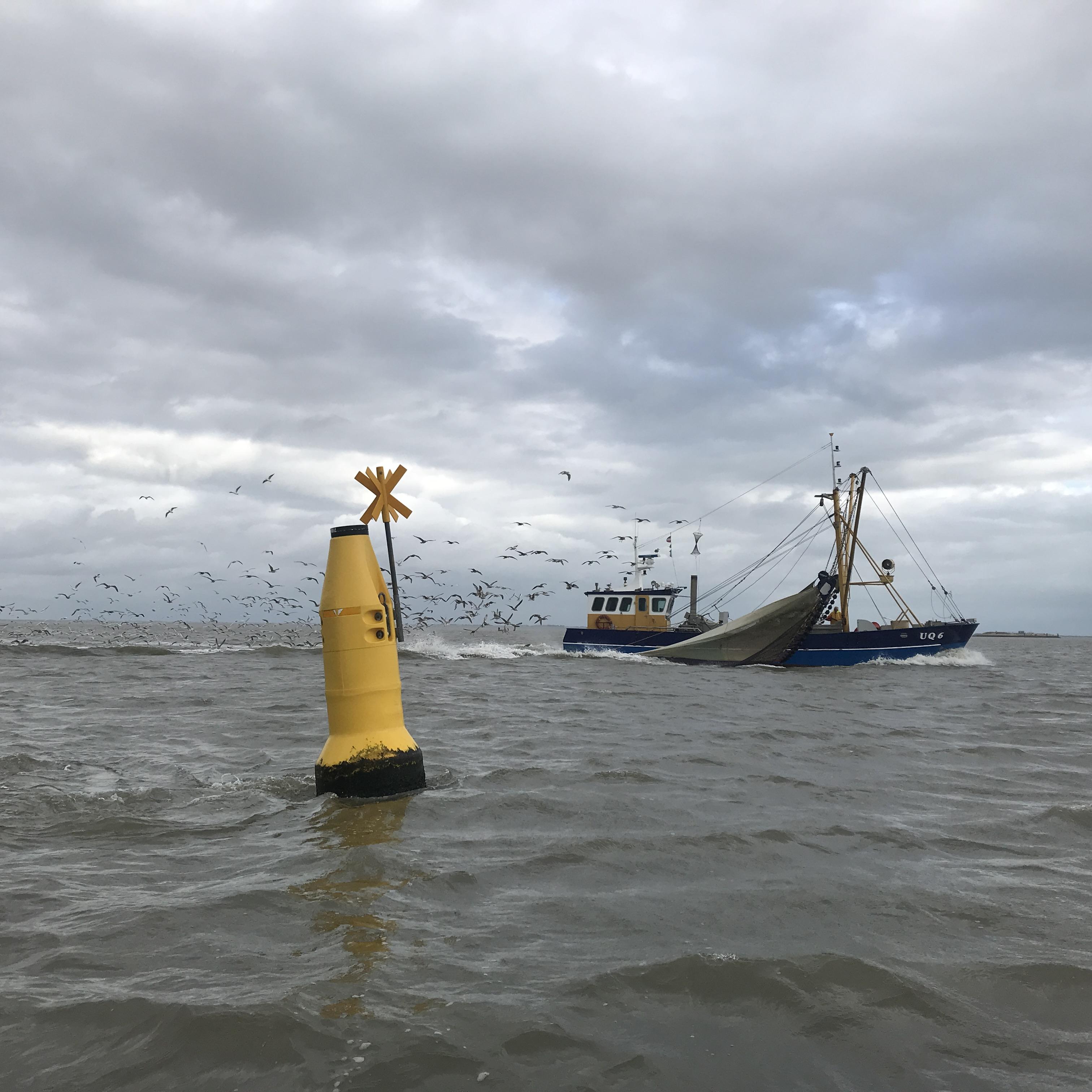 Een boei in de Eems markeert het uiteinde van de VKA-pijp. De lozing vindt plaats onder de waterspiegel.