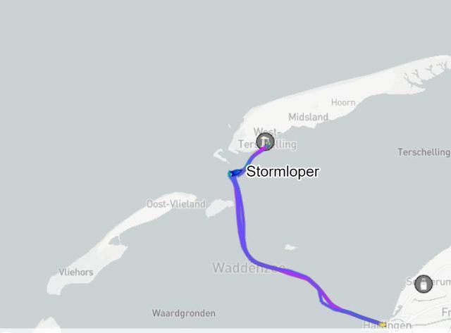 Beeld van Marinetraffic van de locatie waar het incident plaatsvond.