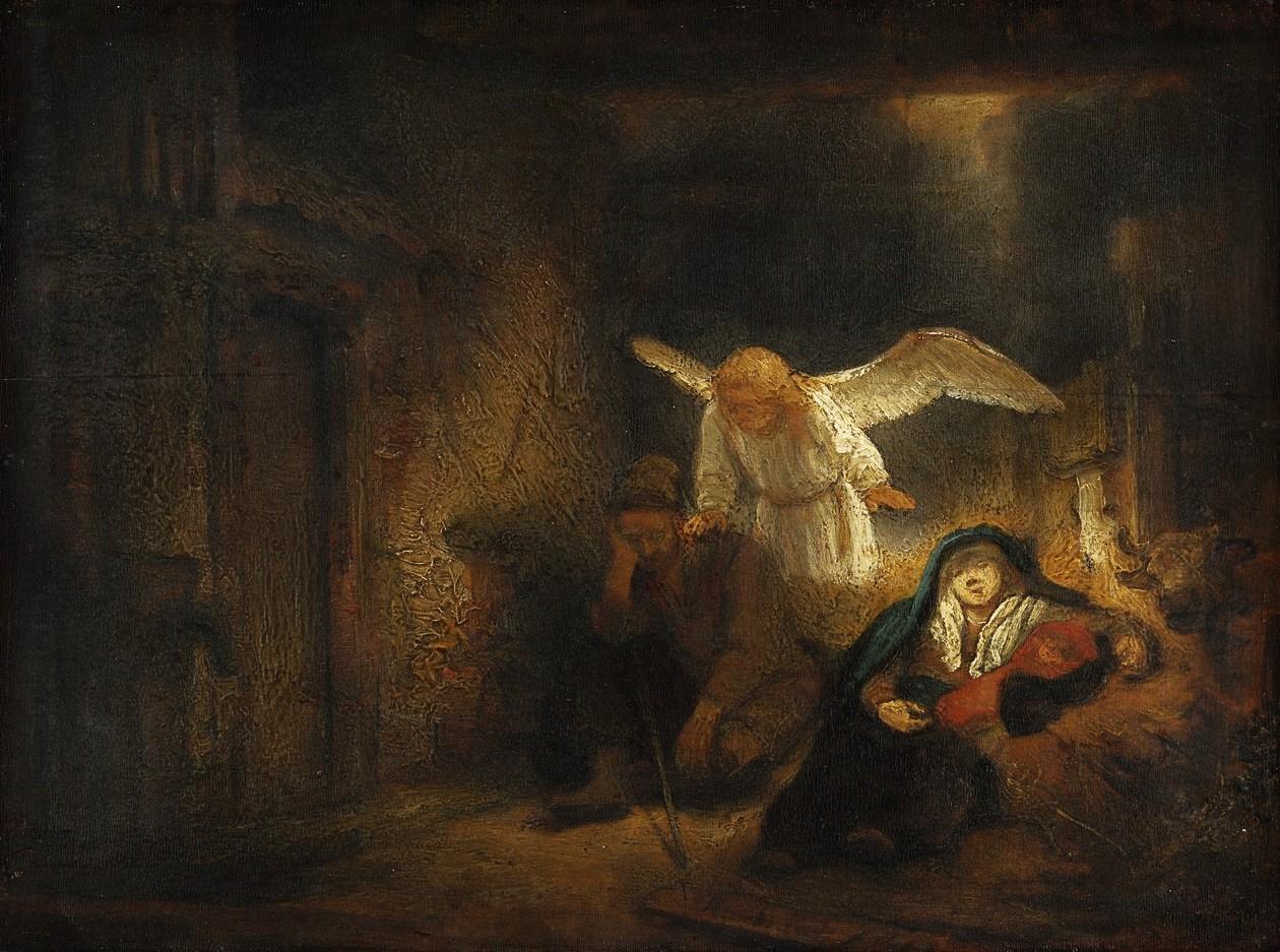 Rembrandt: 'De engel verschijnt aan Jozef' (1645), olieverf op doek.