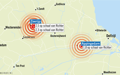 De drie aardbevingen van maandag 4 oktober in beeld.