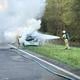 Dinsdagochtend vloog een elektrische auto in de brand op de N34 in de buurt van Drouwen.
