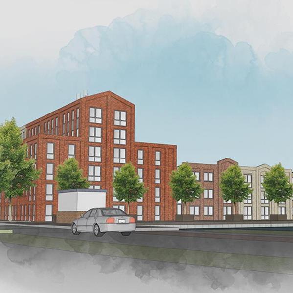 Impressie van de nieuwbouw voor arbeidsmigranten op bedrijventerrein De Wieken in Hoogeveen.