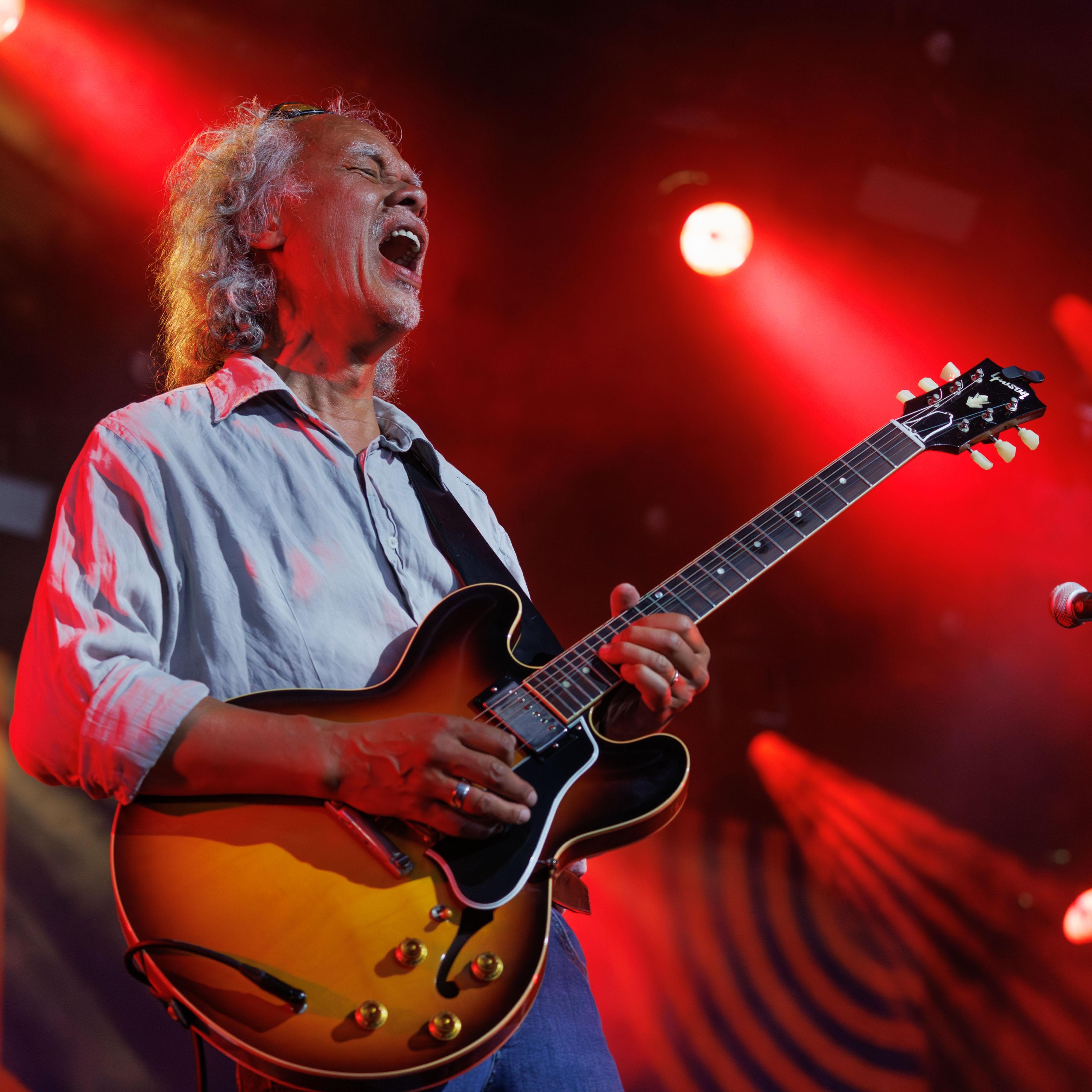 Erwin Java tijdens het Holland International Blues Festival in Grolloo.