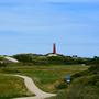 De vuurtoren van Schiermonnikoog in de duinen vanaf het Westerduinenpad.