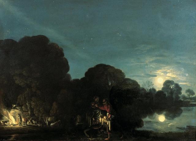 Adam Elsheimer: 'De vlucht naar Egypte' (1609), olieverf op koper (31 x 41 centiometer), Alte Pinakotheek München.