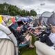 Festivalgangers op de camping van Pinkpop.
